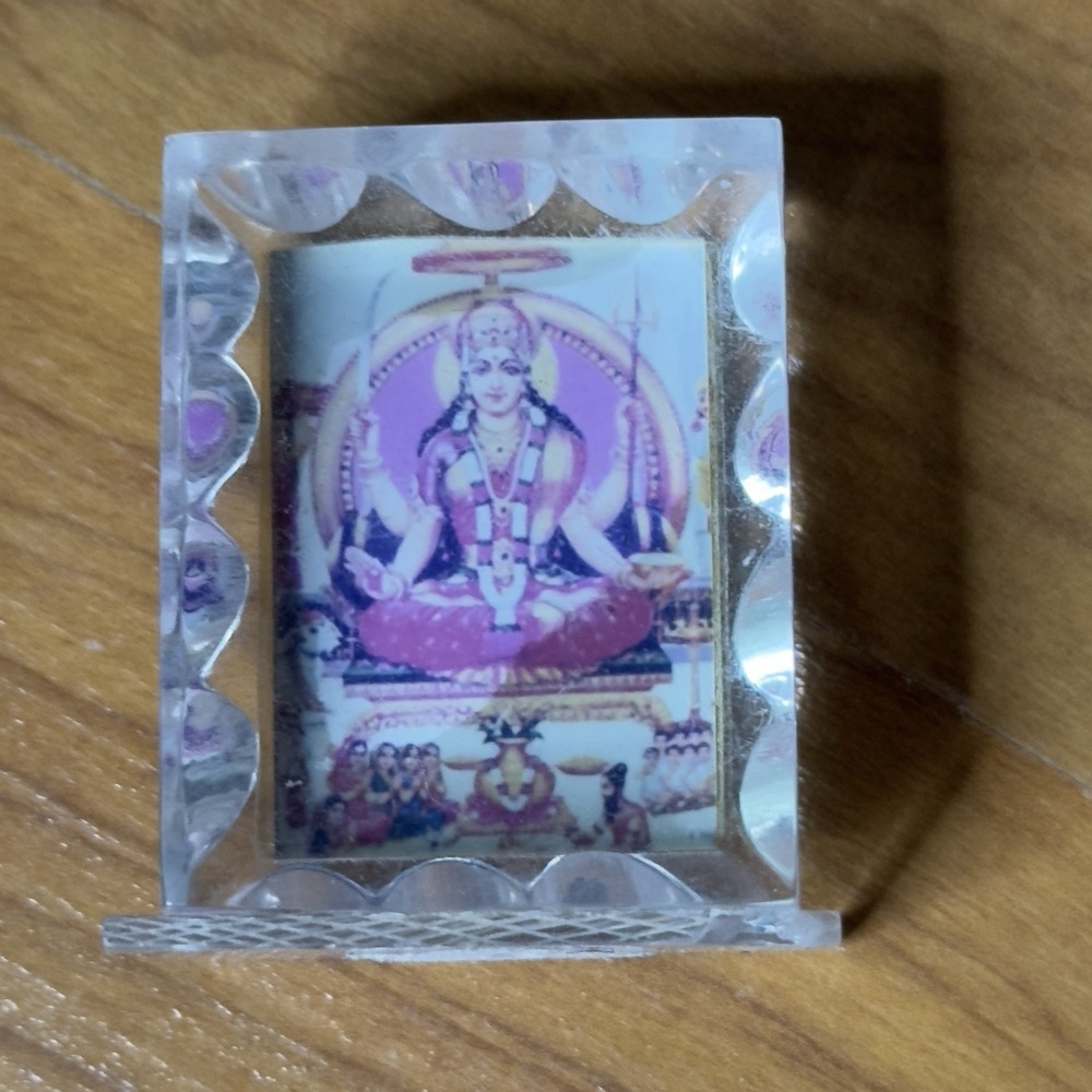 Lakshmi Acrylic Photo Small Vintage Stand Square Indian India Goddess Plaque
